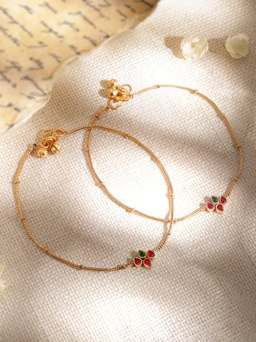 22K Gold plated beaded Sleek anklets Accessories 