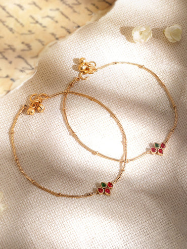 22K Gold plated beaded Sleek anklets Accessories 