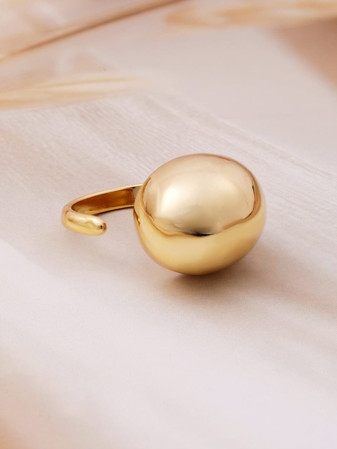 22K Gold-Plated Bold Dome Statement Openable Ring Finger Ring