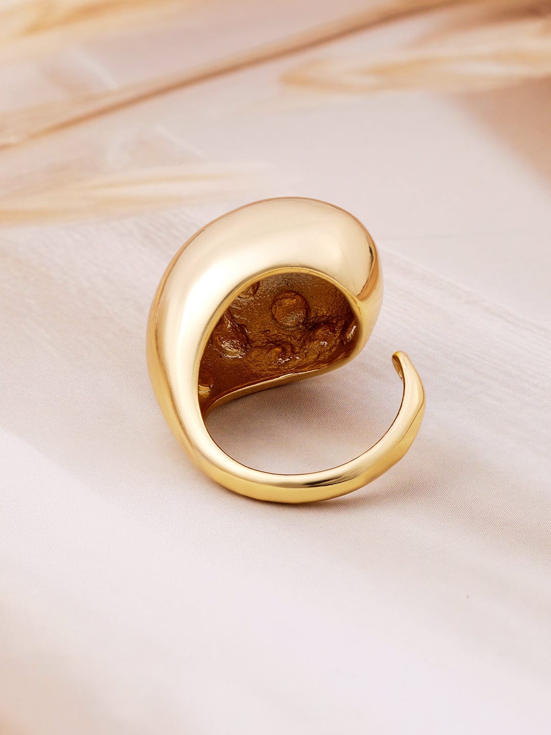 22K Gold-Plated Bold Dome Statement Openable Ring Finger Ring