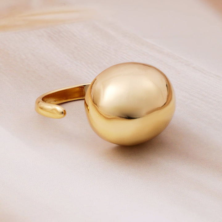 22K Gold-Plated Bold Dome Statement Openable Ring Finger Ring