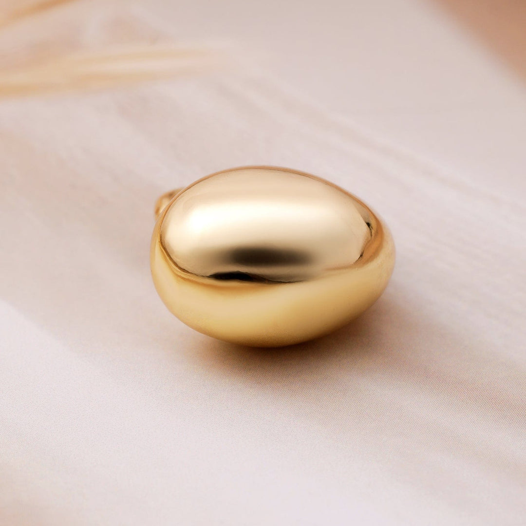 22K Gold-Plated Bold Dome Statement Openable Ring Finger Ring