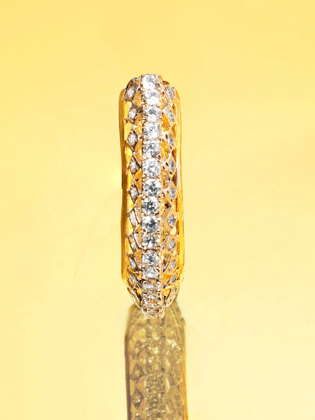 22K Gold plated Crystal zirconia Studded Elegant Demi - Fine Hoop Earrings Earrings