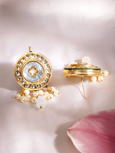 22K Gold plated Enamel And Kundan crystal with pearl beaded choker Necklace Set Jewellery Sets