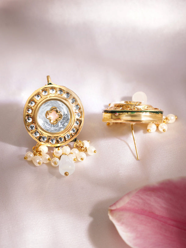 22K Gold plated Enamel And Kundan crystal with pearl beaded choker Necklace Set Jewellery Sets