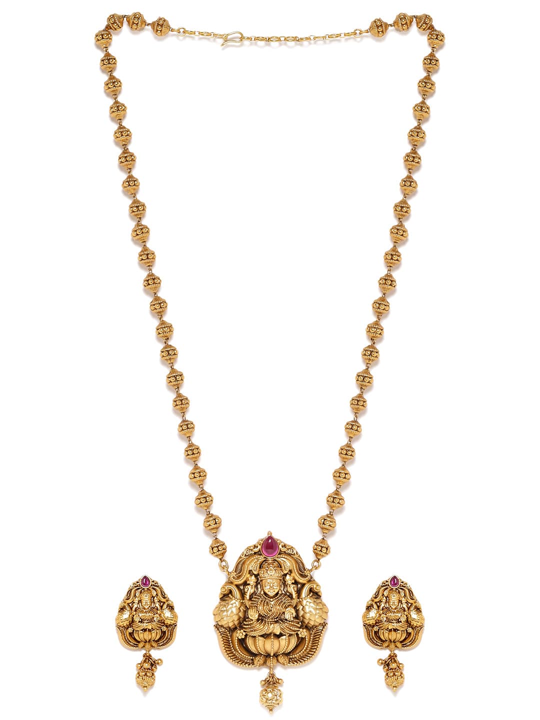 22K Gold plated exquisite Handcrafted temple necklace set Jewellery Sets