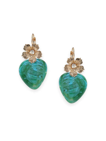 22K Gold plated floral motif with Resin drop dangle Earrings Earrings