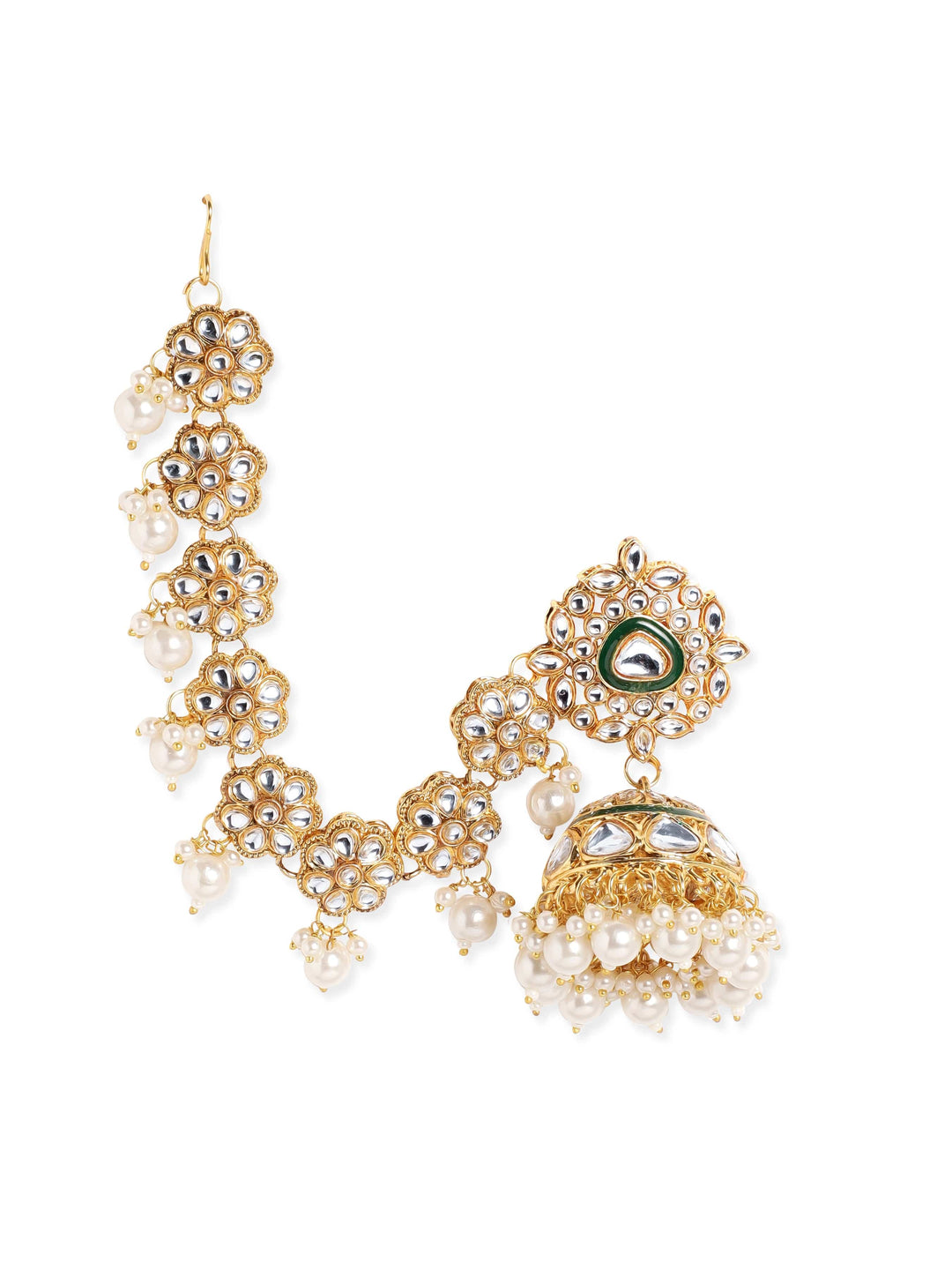 22K Gold plated Kundan crystal with statement Kan chain earrings Earrings