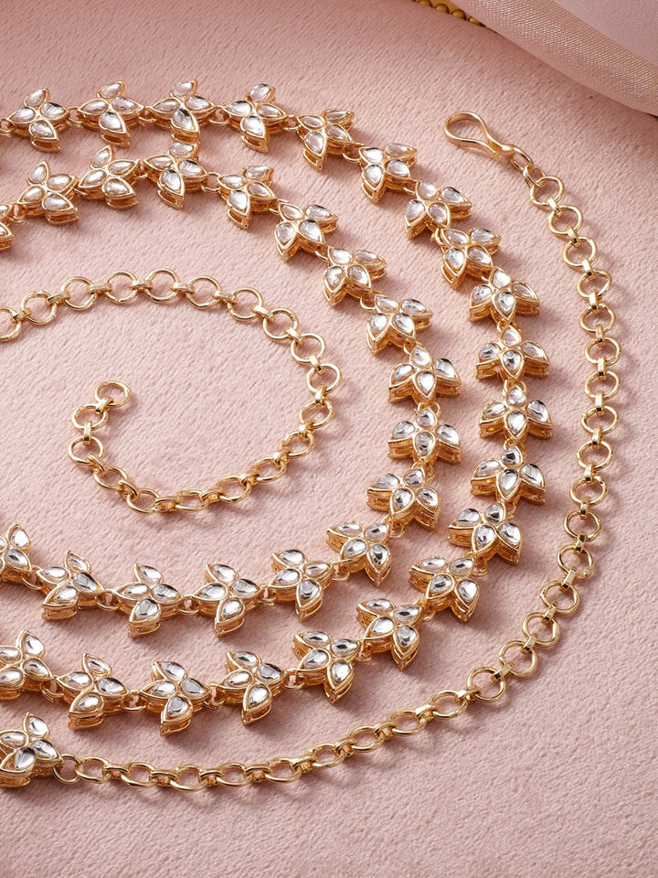 22K Gold Plated Kundan Studded Traditional Floral Kamarbandh Saree Accessories