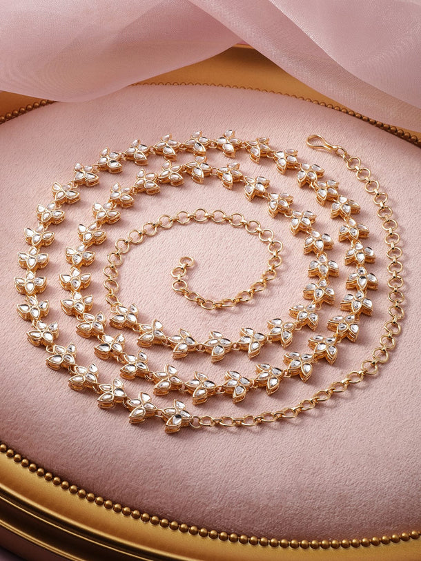 22K Gold Plated Kundan Studded Traditional Floral Kamarbandh Saree Accessories