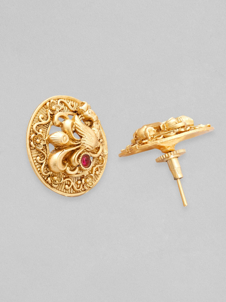 22K Gold plated Peacock embossed statement Stud earrings Earrings