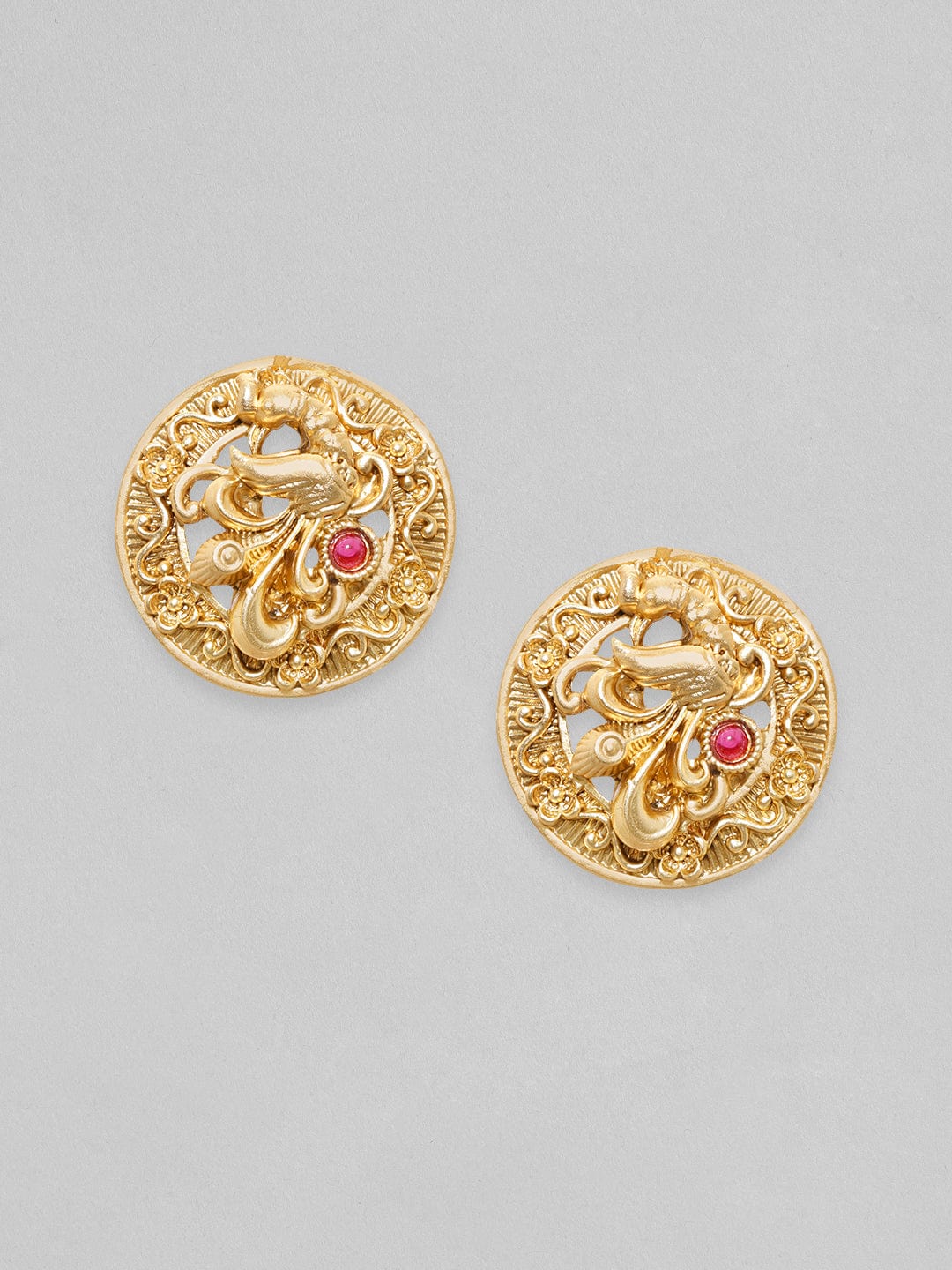 22K Gold plated Peacock embossed statement Stud earrings Earrings