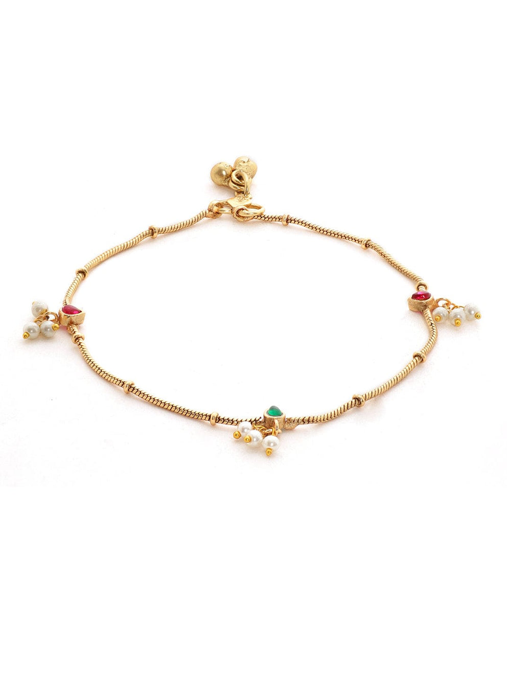 22K Gold plated Pearl beaded Sleek anklets Accessories 