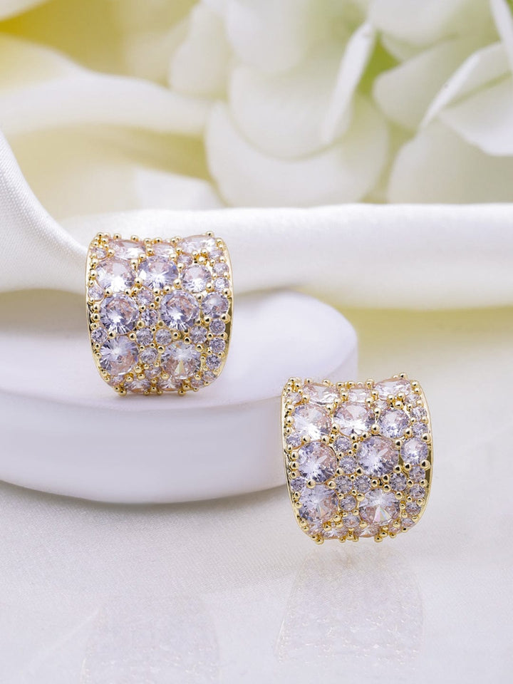 22K Gold Plated Sparkling AD & Cubic Zirconia Studded Luxurious Hoop Earrings Hoop Earrings