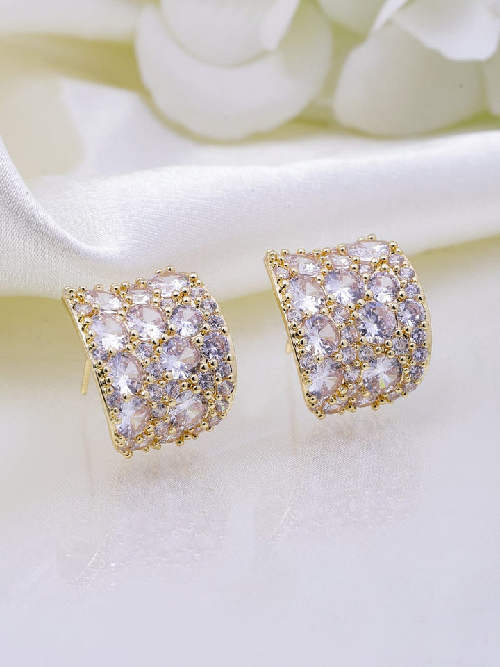 22K Gold Plated Sparkling AD & Cubic Zirconia Studded Luxurious Hoop Earrings Hoop Earrings