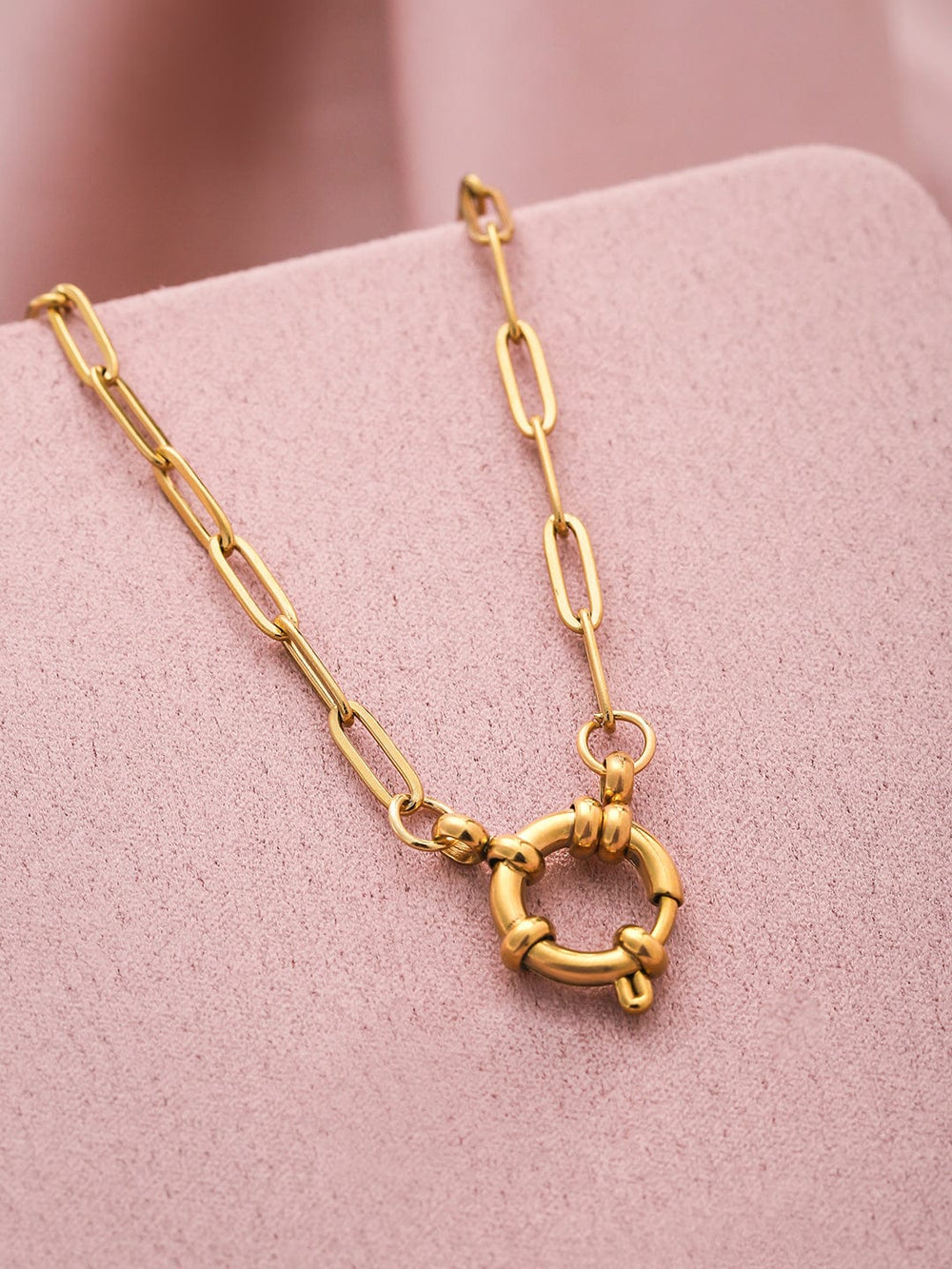 22K Gold Plated Stainless Steel Tarnish-Free Waterproof  Chain Necklace with Round Clasp Necklaces, Chains & necklace