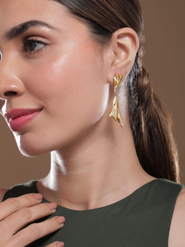 22K Gold-Plated Stainless Steel Tarnish-Free Waterproof Dangle Earrings Earrings
