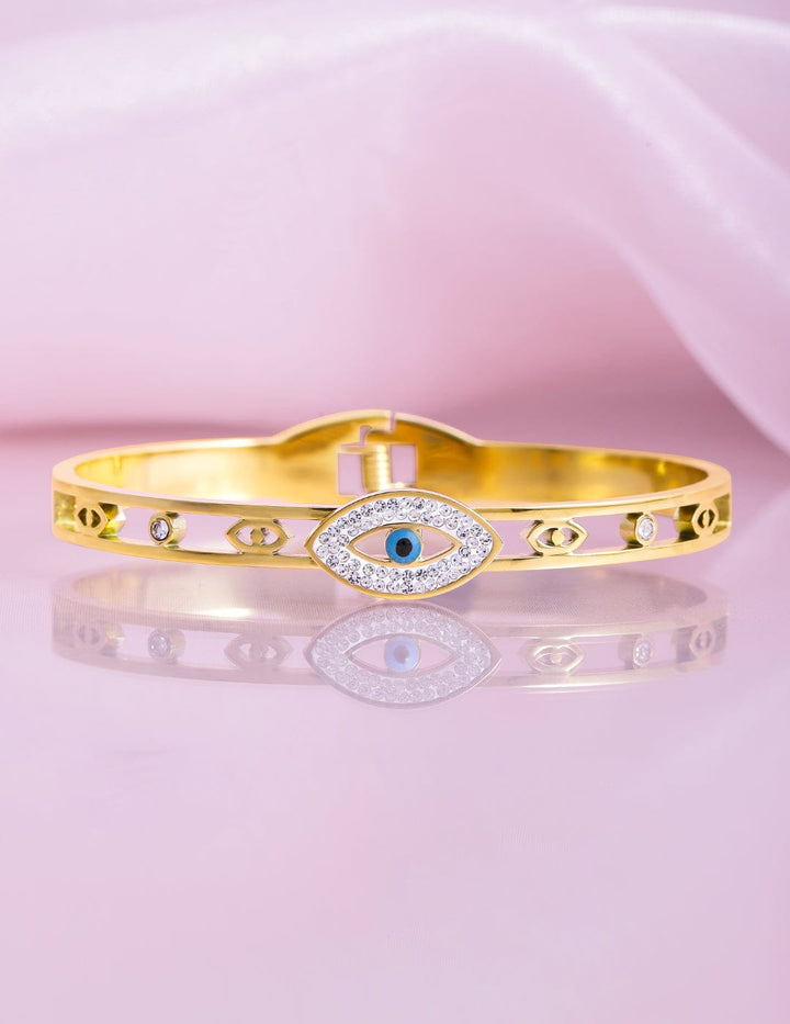 22K Gold Plated Stainless Steel Tarnish-Free Waterproof Evil Eye CZ Bracelet Bracelet