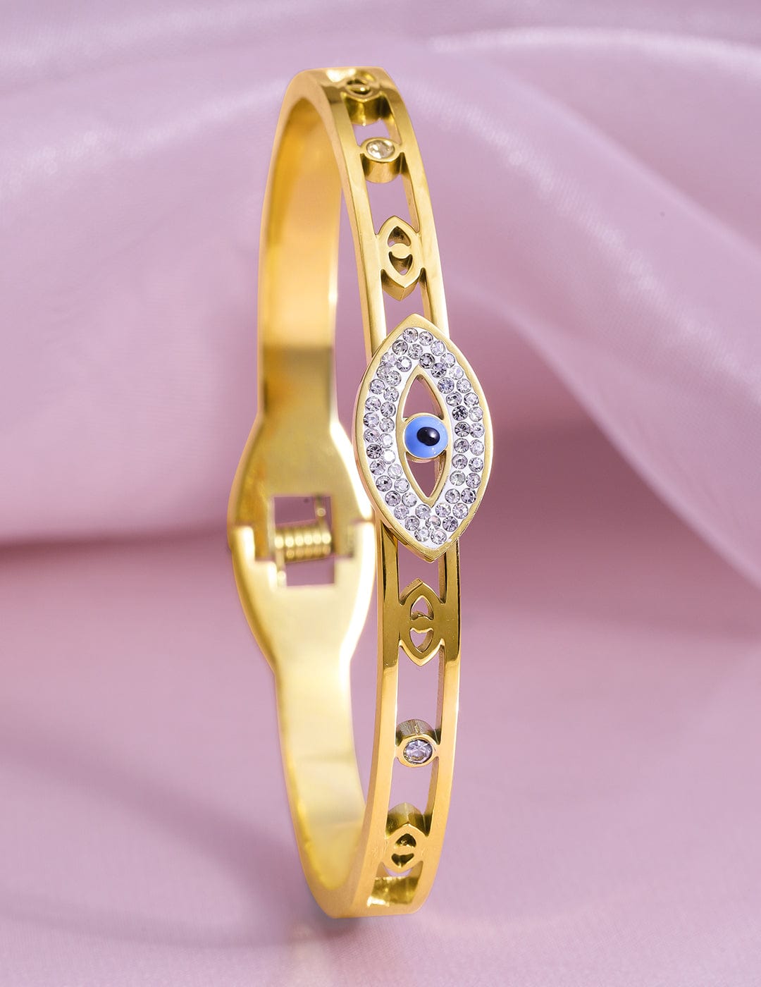 22K Gold Plated Stainless Steel Tarnish-Free Waterproof Evil Eye CZ Bracelet Bracelet