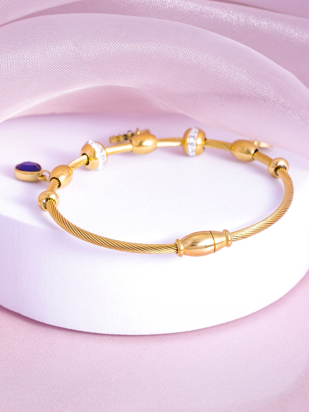 22K Gold Plated Stainless Steel Tarnish-Free Waterproof Evil Eye CZ Studded Bracelet Bracelet