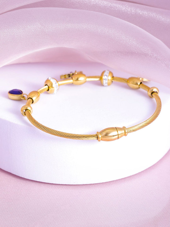 22K Gold Plated Stainless Steel Tarnish-Free Waterproof Evil Eye CZ Studded Bracelet Bracelet