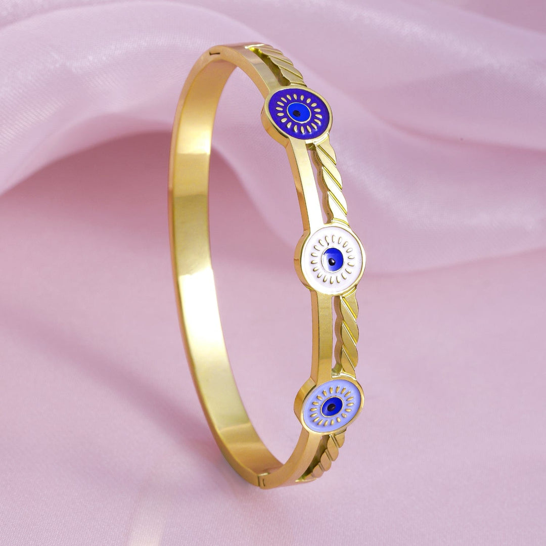 22K Gold Plated Stainless Steel Tarnish-Free Waterproof Evil Eye Enamel Bracelet Bracelet