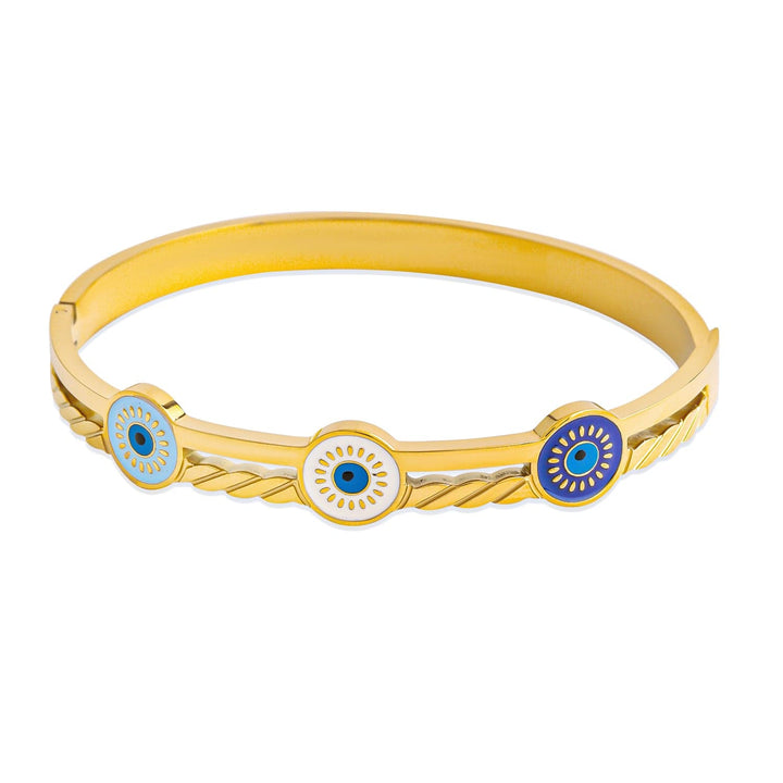 22K Gold Plated Stainless Steel Tarnish-Free Waterproof Evil Eye Enamel Bracelet Bracelet