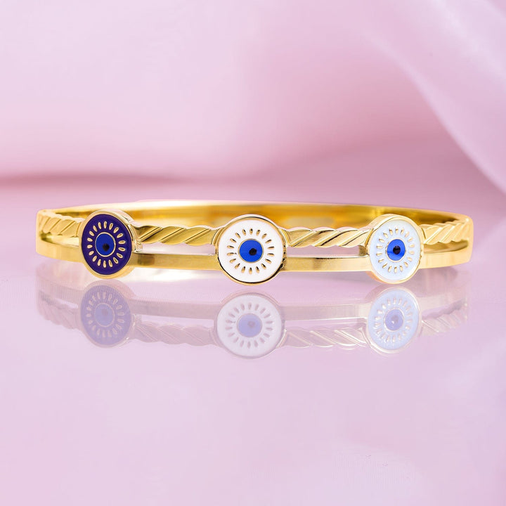 22K Gold Plated Stainless Steel Tarnish-Free Waterproof Evil Eye Enamel Bracelet Bracelet