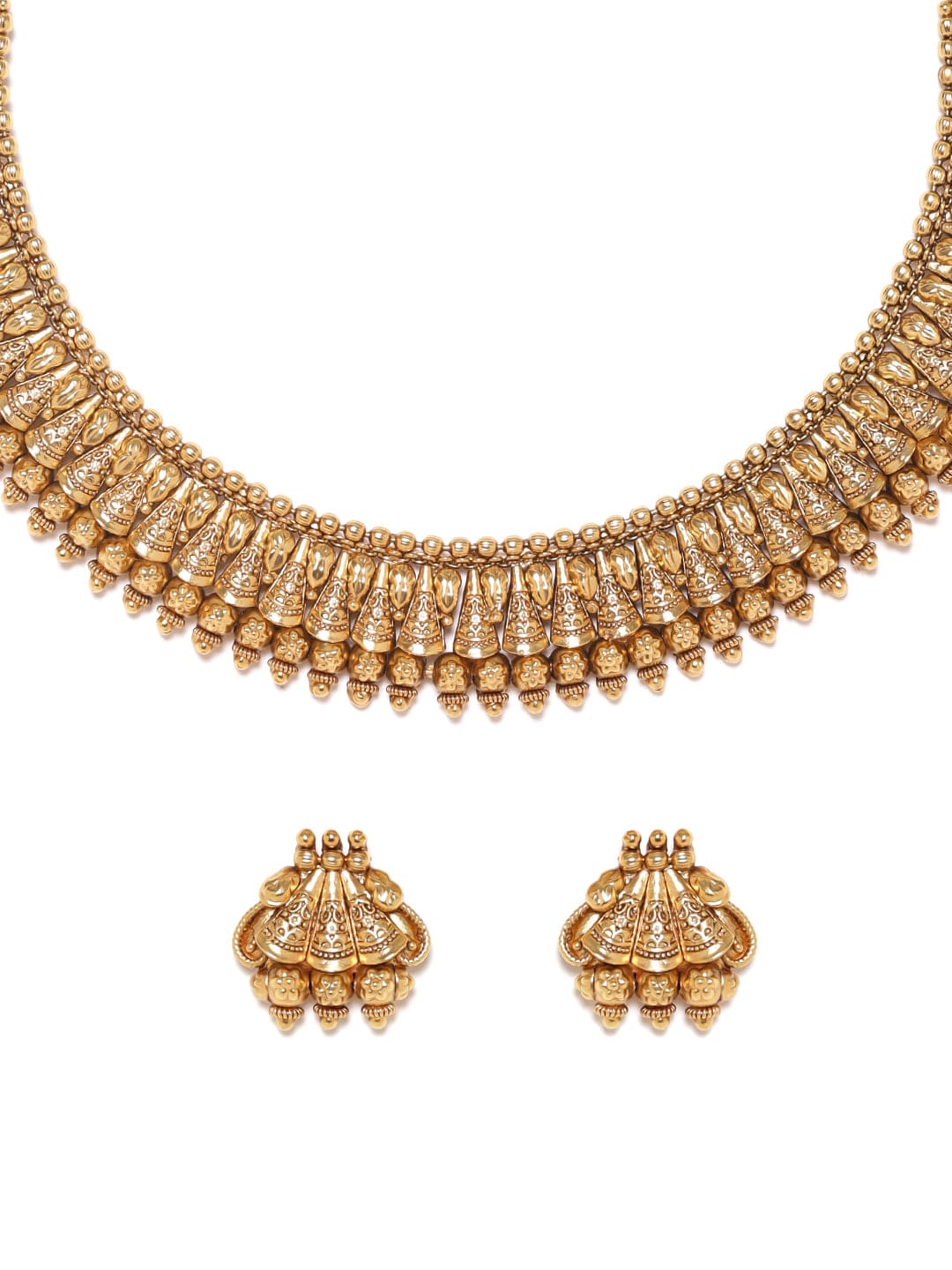 22K Gold Plated Studded Teample Necklace Set Jewellery Set