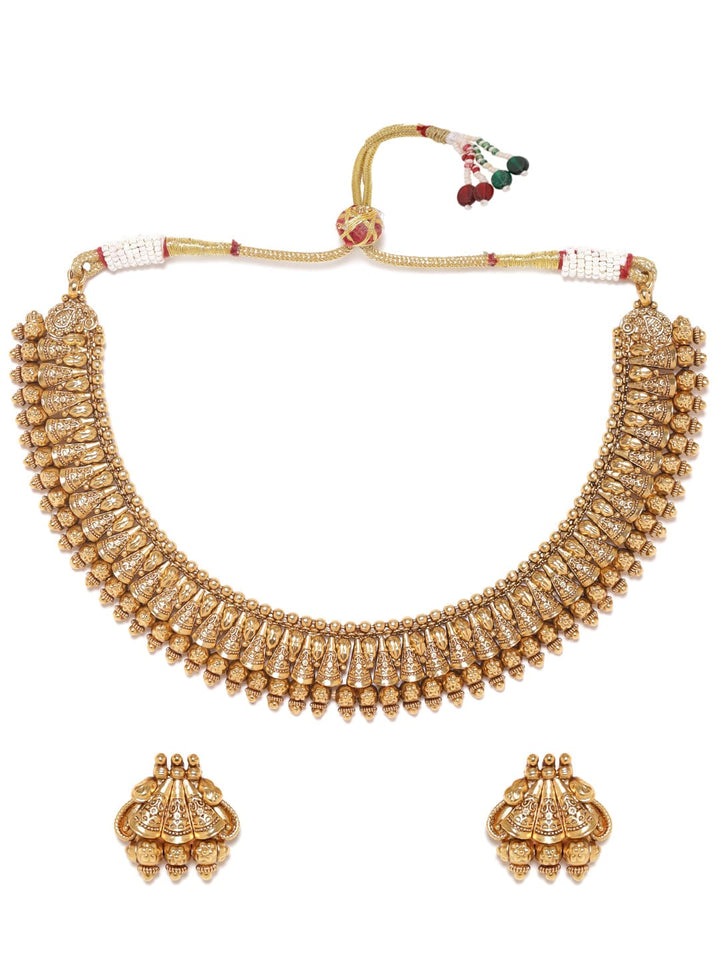 22K Gold Plated Studded Teample Necklace Set Jewellery Set