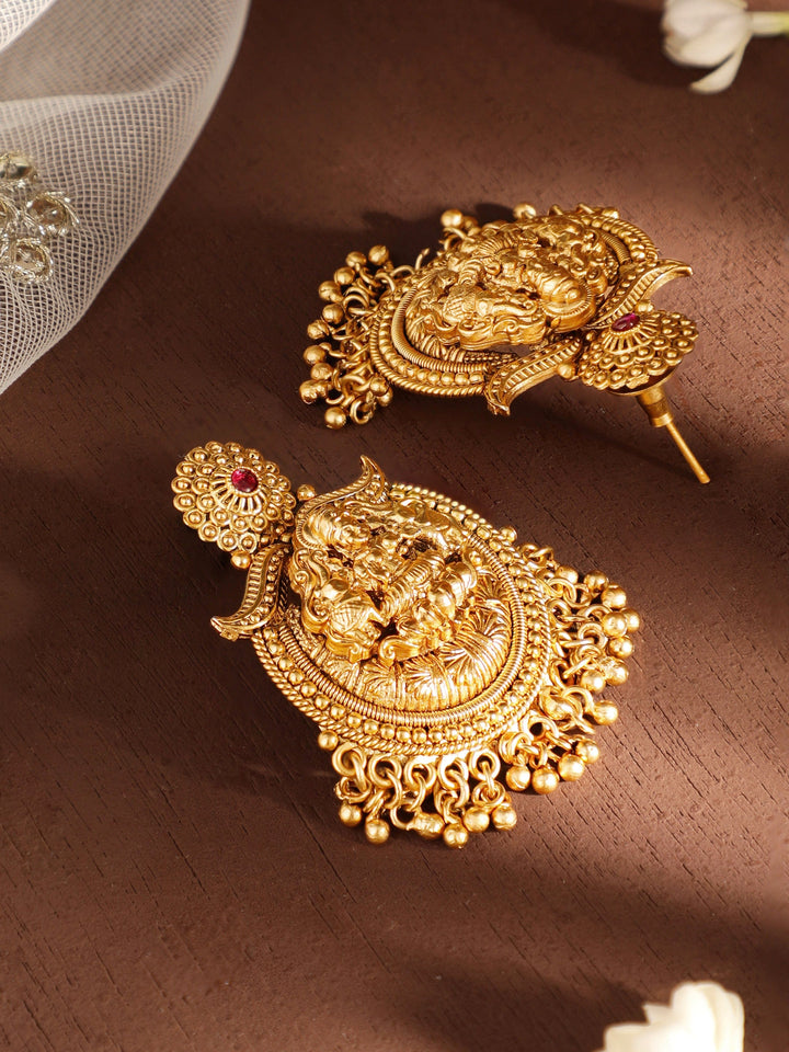 22k Gold-Plated Temple Chandbali Earrings in Timeless Elegance Bangles & Bracelets