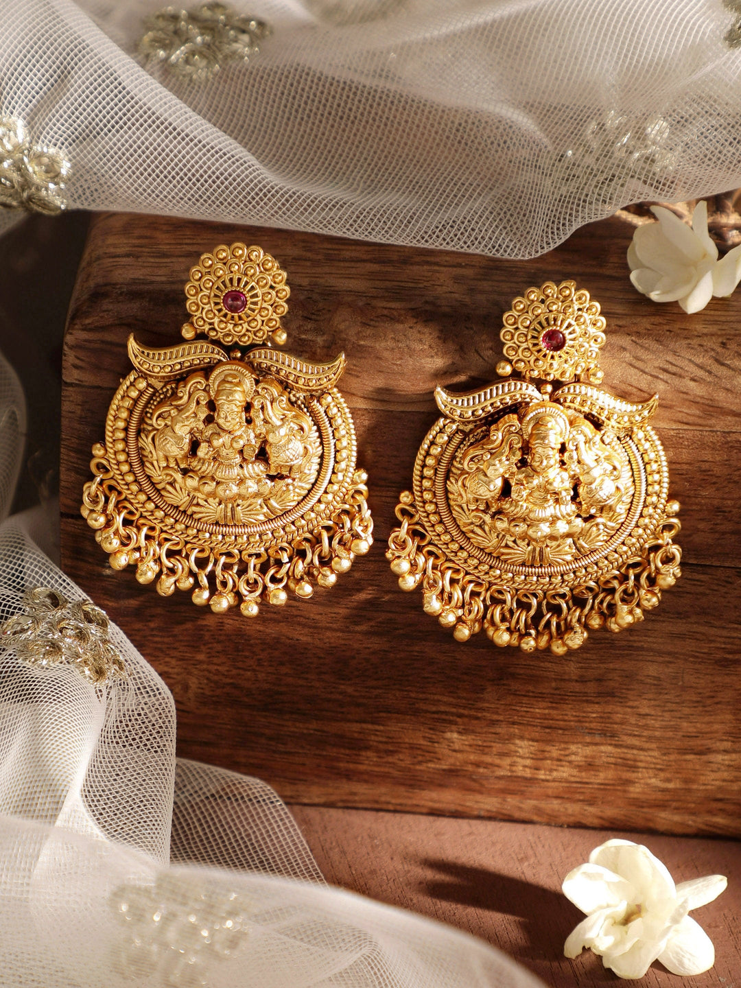 22k Gold-Plated Temple Chandbali Earrings in Timeless Elegance Bangles & Bracelets