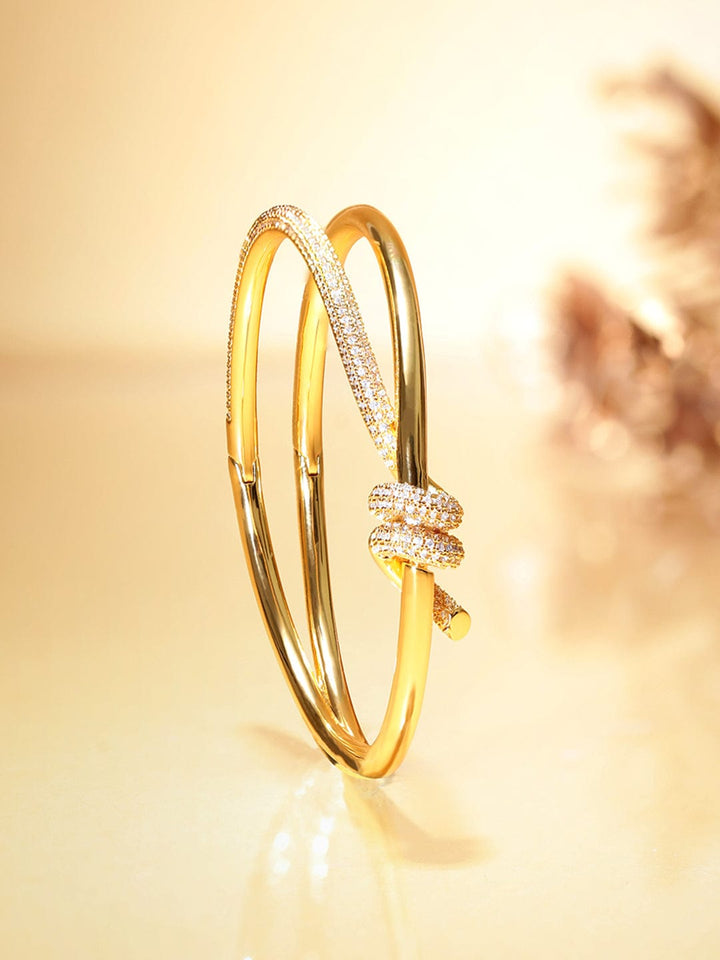 22K Gold plated Zirconia studded knot detail Chic bracelet Bangles & Bracelets