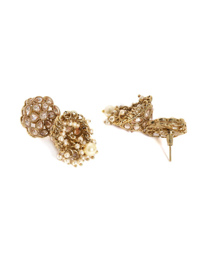 22k mehndi Gold plated Dazzling Reverse AD Pearl beaded Choker Set Jewellery Sets