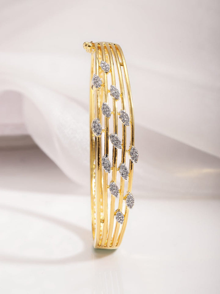 22KT Gold Cubic Zirconia Studded Bangle Style Bracelet. Bracelet