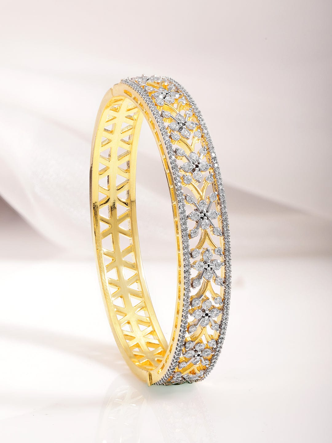 22KT Gold Cubic Zirconia Studded Bangle Style Bracelet Bracelet