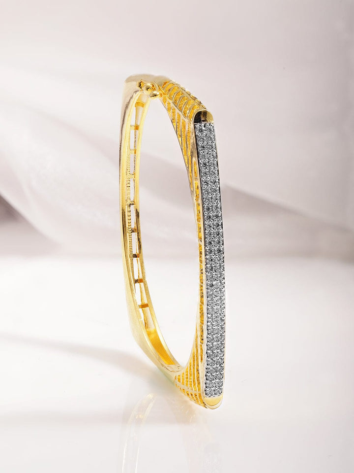 22KT Gold Plated Cubic Zirconia Stylish Slip On Bracelet Bracelet