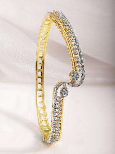 22KT Gold Plated Cubic Zirconia Stylish Slip On Bracelets Bracelet