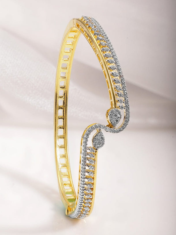 22KT Gold Plated Cubic Zirconia Stylish Slip On Bracelets Bracelet