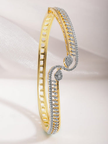 22KT Gold Plated Cubic Zirconia Stylish Slip On Bracelets Bracelet