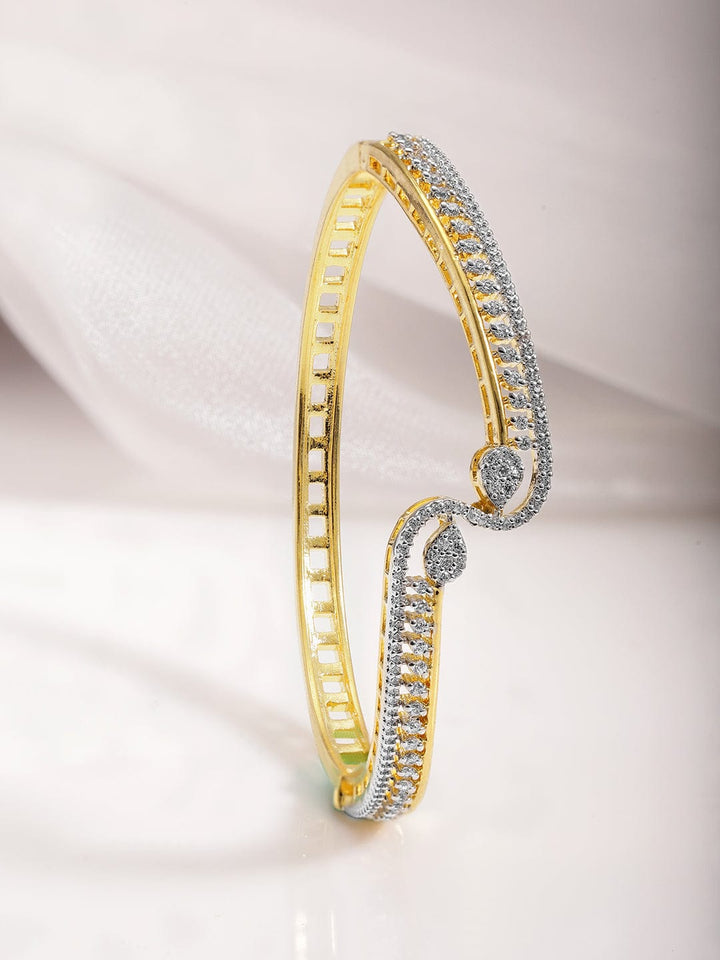 22KT Gold Plated Cubic Zirconia Stylish Slip On Bracelets Bracelet