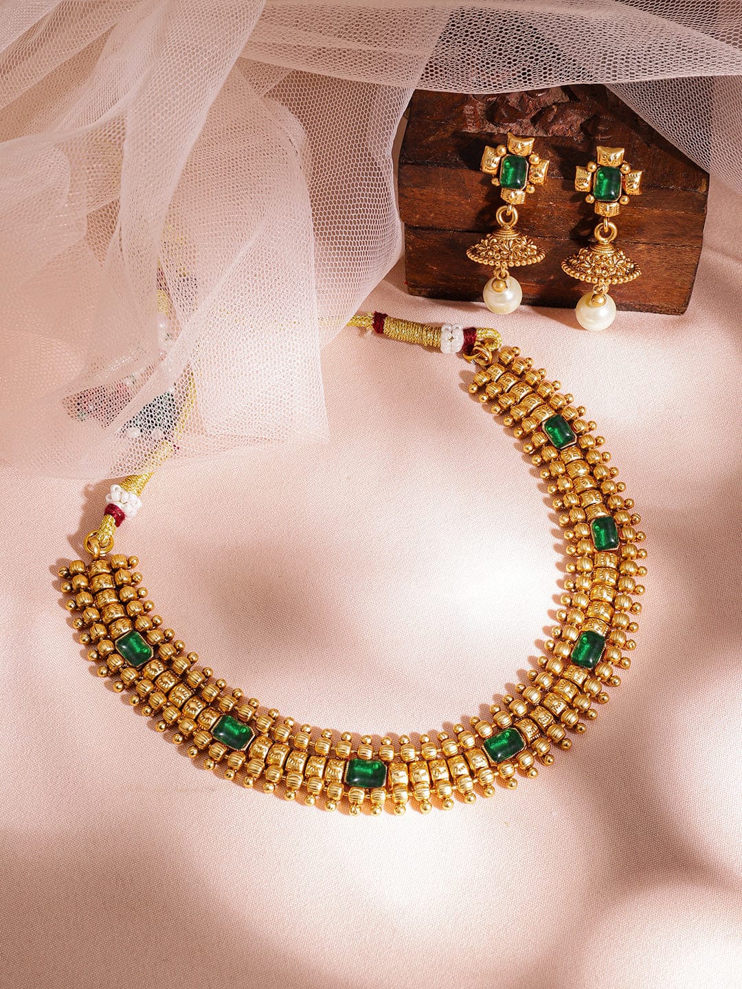 22KT Gold Plated Stones Studded Jewellery Set Necklace Set