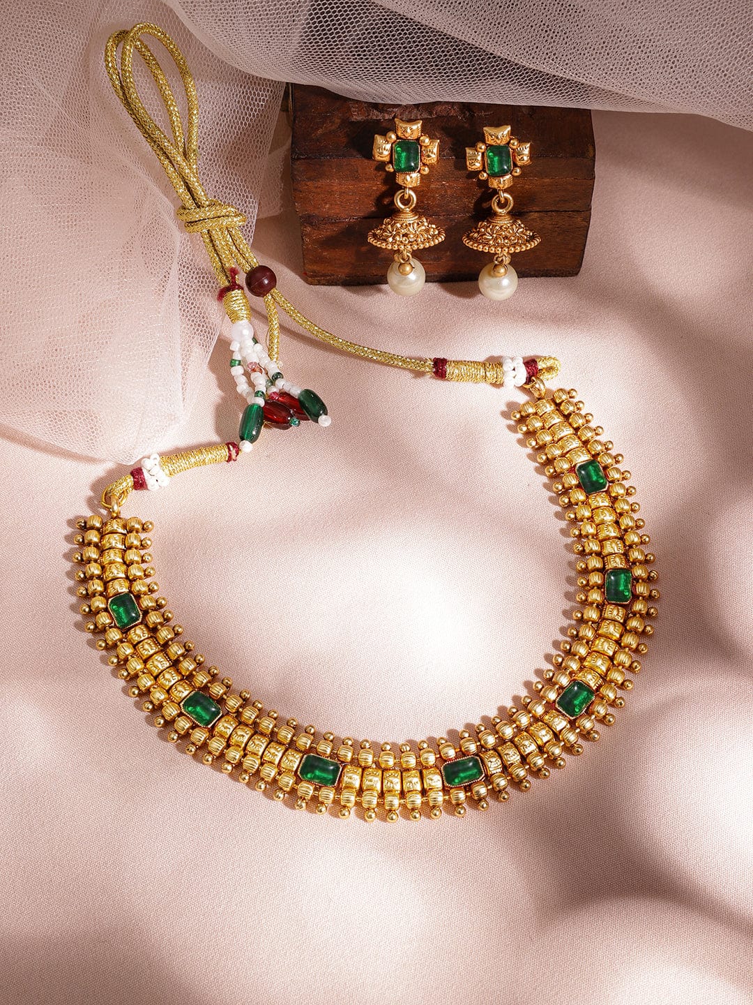 22KT Gold Plated Stones Studded Jewellery Set Necklace Set