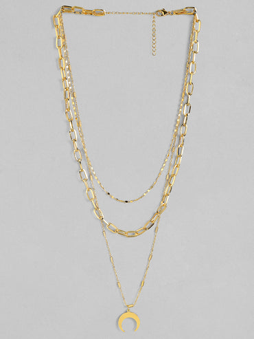 Rubans Gold Plated  Handcrafted Interlinked Multi Layer Chain Necklace