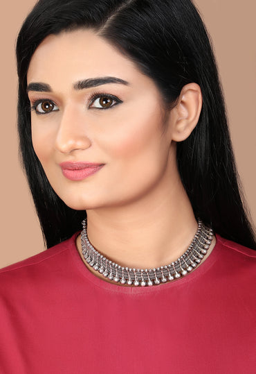 Rubans Oxidised Silver Plated  Choker