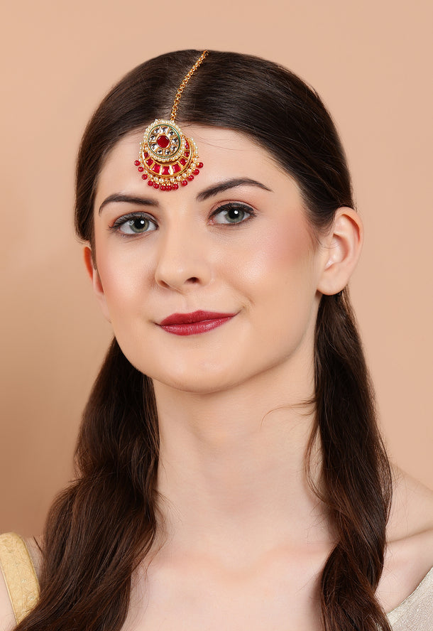 Rubans Gold Plated Handcrafted Kundan Maangtikka