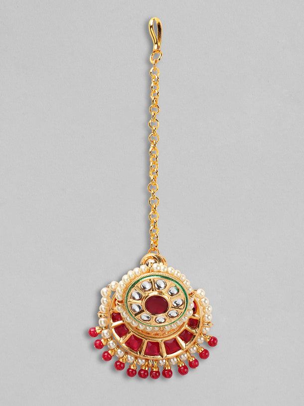 Rubans Gold Plated Handcrafted Kundan Maangtikka