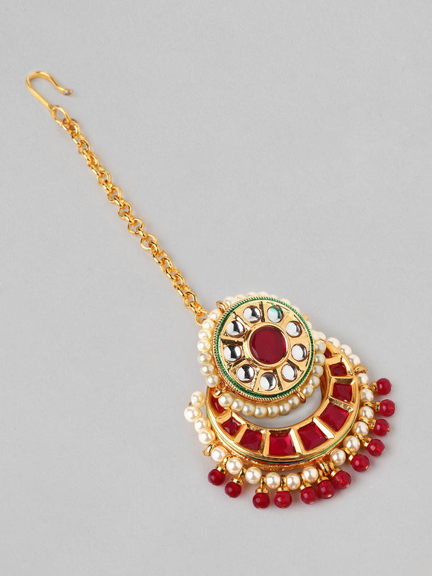 Rubans Gold Plated Handcrafted Kundan Maangtikka