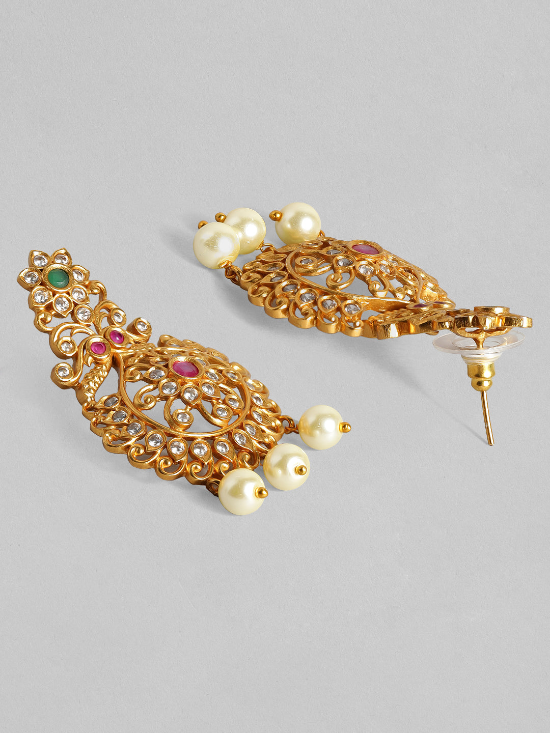 Rubans Gold-Toned Stone-Studded Handcrafted Jewellery Set