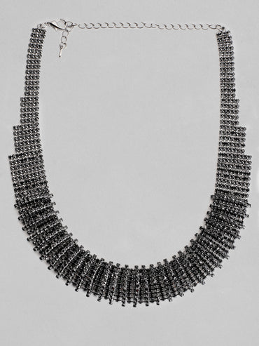 Bold Rhinestone Studded Statement Necklace